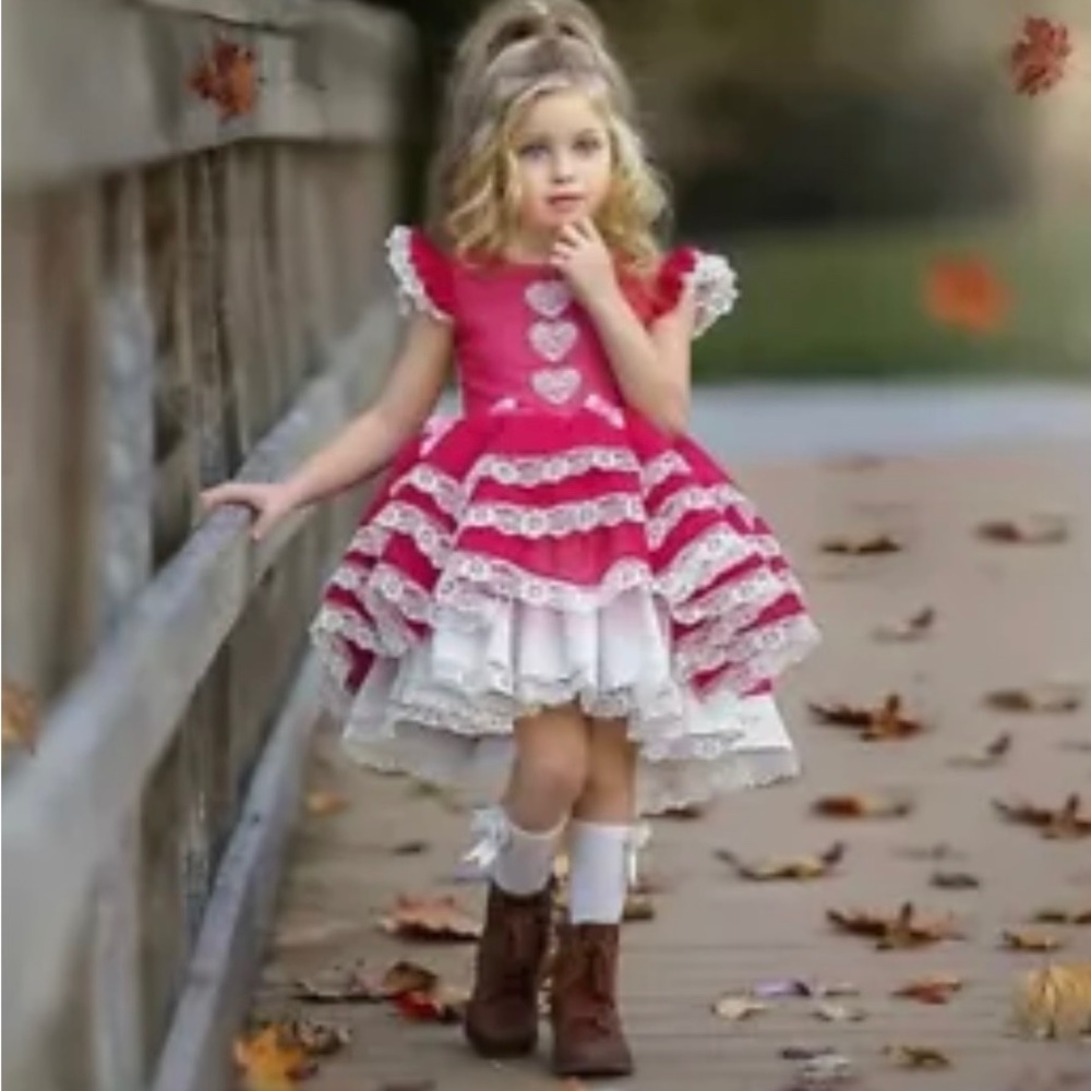 Dollcake dress Yesteryear High/Low 💕Charming Red Lace Dress with Heart Accents